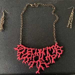 Coral necklace and earrings